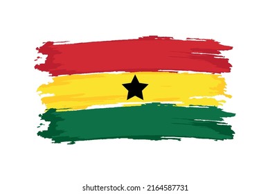 Brush painted grunge flag of Ghana country. Hand drawn flag style of Ghana