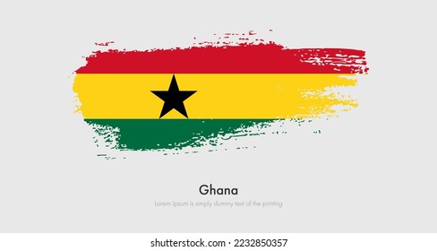 Brush painted grunge flag of Ghana. Abstract dry brush flag on isolated background