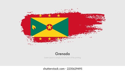 Brush painted grunge flag of Grenada. Abstract dry brush flag on isolated background
