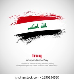 Brush painted grunge flag of Iraq country. Independence day of Iraq. Abstract creative painted grunge brush flag background.