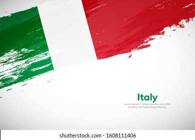 Brush painted grunge flag of Italy country. Hand drawn flag style of Italy. Creative brush stroke abstract concept brush flag background.