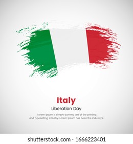 Brush painted grunge flag of Italy country. Liberation day of Italy. Abstract creative painted grunge brush flag background.