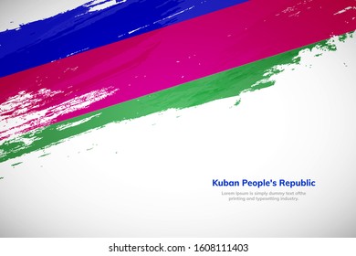 Brush painted grunge flag of Kuban People's Republic country. Hand drawn flag style of Kuban People's Republic. Creative brush stroke abstract concept brush flag background.