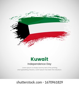 Brush painted grunge flag of Kuwait country. Independence day of Kuwait. Abstract creative painted grunge brush flag background.