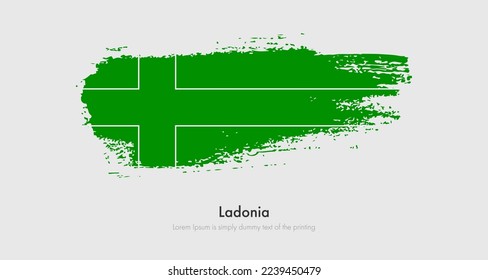 Brush painted grunge flag of Ladonia. Abstract dry brush flag on isolated background