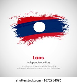 Brush painted grunge flag of Laos country. Independence day of Laos. Abstract creative painted grunge brush flag background.