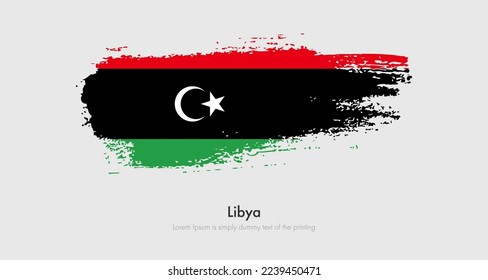 Brush gemalt Grunge Flagge von Libyen. Abstrakte trockene Bürstenflagge auf isoliertem Hintergrund