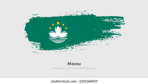 Brush painted grunge flag of Macau. Abstract dry brush flag on isolated background