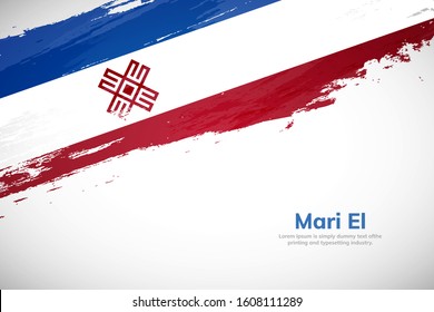 Brush painted grunge flag of Mari El country. Hand drawn flag style of Mari El. Creative brush stroke abstract concept brush flag background.