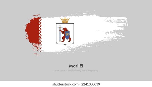 Brush painted grunge flag of Mari El. Abstract dry brush flag on isolated background