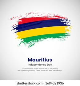 Brush painted grunge flag of Mauritius country. Independence day of Mauritius. Abstract creative painted grunge brush flag background.
