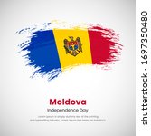 Brush painted grunge flag of Moldova country. Independence day of Moldova. Abstract classic painted grunge brush flag background.