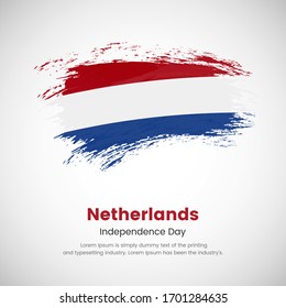 Brush painted grunge flag of Netherlands country. Independence day of Netherlands. Abstract elegant painted grunge brush flag background.