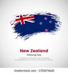 Brush painted grunge flag of New Zealand country. Waitangi day of New Zealand. Abstract creative painted grunge brush flag background.