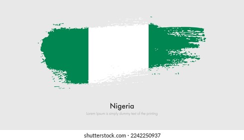 Brush painted grunge flag of Nigeria. Abstract dry brush flag on isolated background