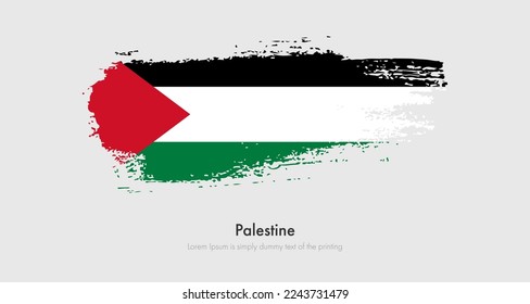 Brush painted grunge flag of Palestine. Abstract dry brush flag on isolated background