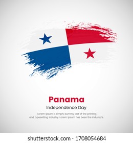 Brush painted grunge flag of Panama country. Independence day of Panama. Abstract classic painted grunge brush flag background.