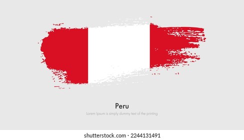 Bandera gruesa pintada de pincel del Perú. Resumen de la bandera del pincel seco en el fondo aislado