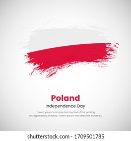 Brush painted grunge flag of Poland country. Independence day of Poland. Abstract creative painted grunge brush flag background.