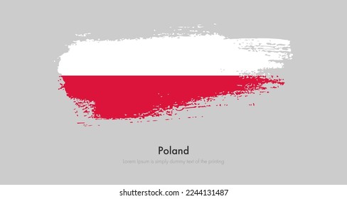 Brush painted grunge flag of Poland. Abstract dry brush flag on isolated background