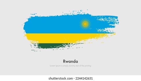 Bandera gruesa pintada de pincel de Ruanda. Resumen de la bandera del pincel seco en el fondo aislado