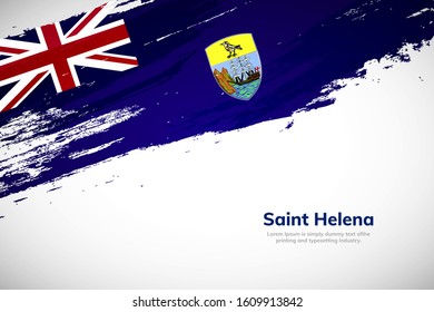 Brush painted grunge flag of Saint Helena country. Hand drawn flag style of Saint Helena. Creative brush stroke abstract concept brush flag background.