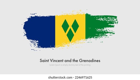 Brush painted grunge flag of Saint Vincent and the Grenadines. Abstract dry brush flag on isolated background