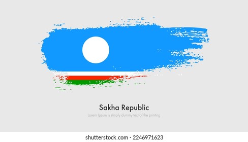 Brush painted grunge flag of Sakha Republic. Abstract dry brush flag on isolated background