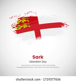 Brush painted grunge flag of Sark country. Liberation day of Sark. Abstract creative painted grunge brush flag background.