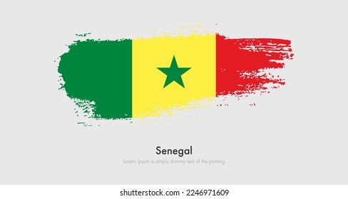 Bandera gruesa pintada de pincel de Senegal. Resumen de la bandera del pincel seco en el fondo aislado