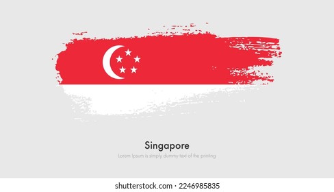 Brush painted grunge flag of Singapore. Abstract dry brush flag on isolated background
