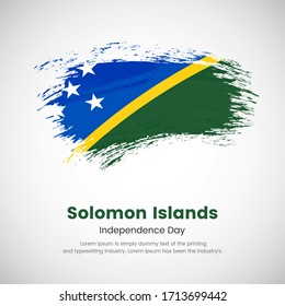 Brush painted grunge flag of Solomon Islands country. Independence day of Solomon Islands. Abstract painted grunge brush flag background.
