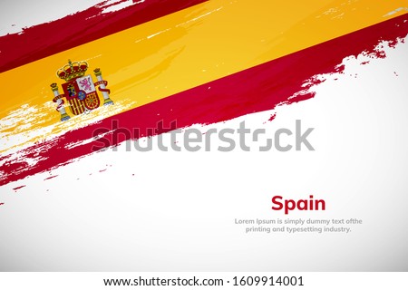 Brush painted grunge flag of Spain country. Hand drawn flag style of Spain. Creative brush stroke abstract concept brush flag background.