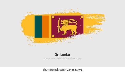 Brush painted grunge flag of Sri Lanka. Abstract dry brush flag on isolated background