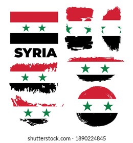 Brush painted grunge flag of Syria country. Independence day of Syria. Abstract creative painted grunge brush flag background. Vector illustration