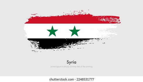 Brush painted grunge flag of Syria. Abstract dry brush flag on isolated background