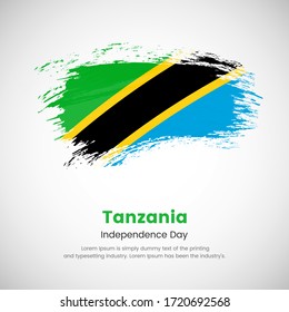 Brush painted grunge flag of Tanzania country. Independence day of Tanzania. Abstract painted grunge brush flag background.