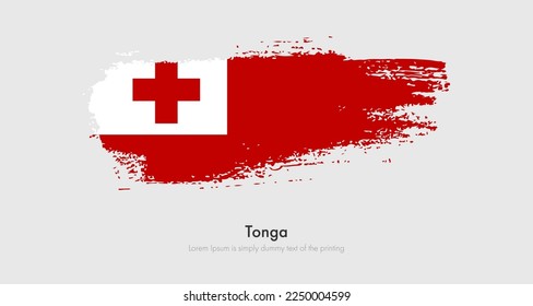 Brush painted grunge flag of Tonga. Abstract dry brush flag on isolated background