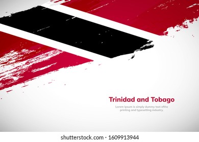 Brush painted grunge flag of Trinidad and Tobago country. Hand drawn flag style of Trinidad and Tobago. Creative brush stroke abstract concept brush flag background.