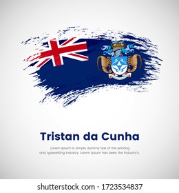 Brush painted grunge flag of Tristan da Cunha country. National day of Tristan da Cunha. Abstract creative painted grunge brush flag background.