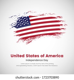 Brush painted grunge flag of United States of America country. Independence day of United States of America. Abstract creative painted grunge brush flag background.