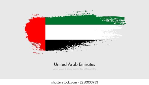 Brush painted grunge flag of United Arab Emirates. Abstract dry brush flag on isolated background