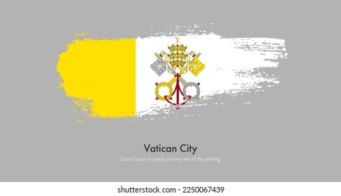 Brush painted grunge flag of Vatican City. Abstract dry brush flag on isolated background