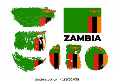 Brush painted grunge flag of Zambia country. Independence day of Zambia. Abstract creative painted grunge brush flag background. Vector illustration