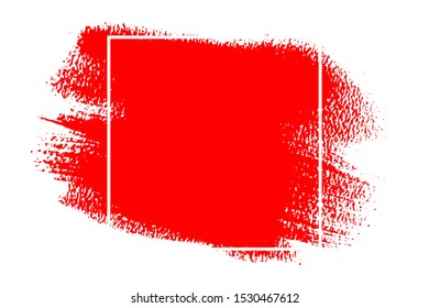 Brush painted grunge red backround isolated on white background, vector illustration