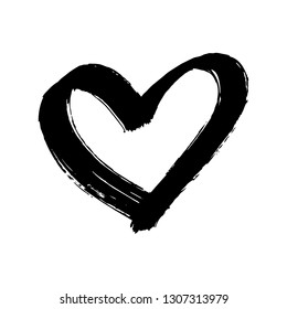 Brush painted heart isolated on a white background