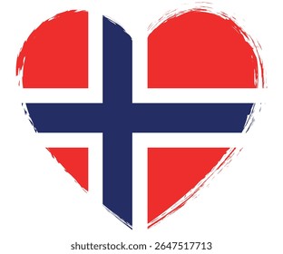  brush painted heart shape banner with Norway flag