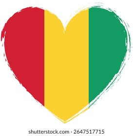 brush painted heart shape banner with Guinea flag