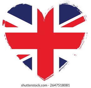  brush painted heart shape banner with United Kingdom flag