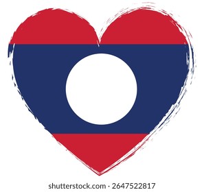 brush painted heart shape banner with Laos flag